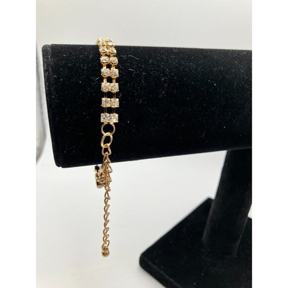 Art Deco Faux Pearl Rhinestone Tennis 9" Bracelet Vintage! - Picture 5 of 7